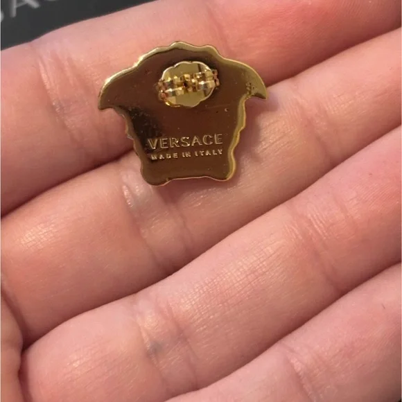 Versace Large Medusa Head Gold Plated Pierced / Post Back Earrings